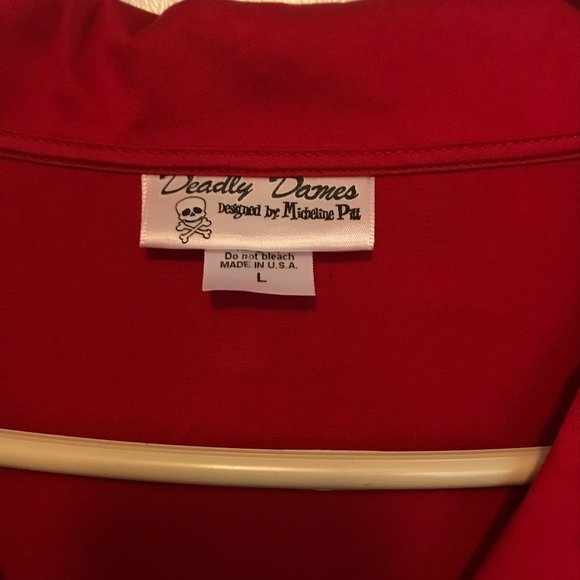 Haunted Housewife Swing Dress in Red by Deadly Dames - Picture 2 of 2